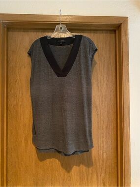 Banana Republic Heather Charcoal Tank with Black V-Neck Trim
